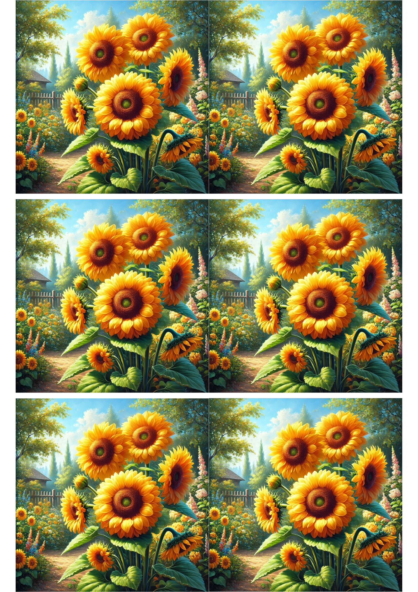 Rice Paper For Decoupage Sunflowers Collage Cat. No. 2453