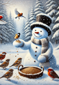 Rice Paper For Decoupage Snowman Feeds Birds Full Cat. No. 2462