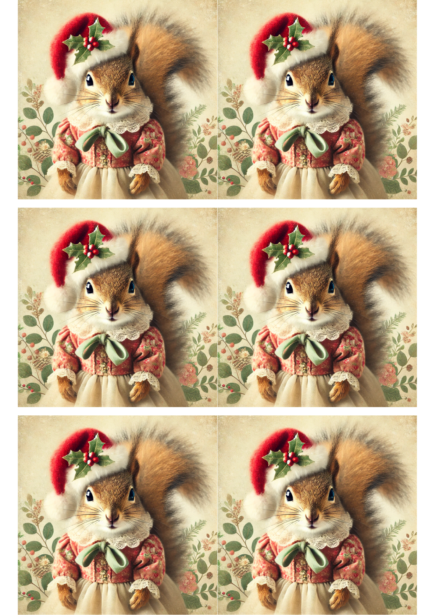 Rice Paper For Decoupage Squirrel In Christmas Collage Cat. No. 2899