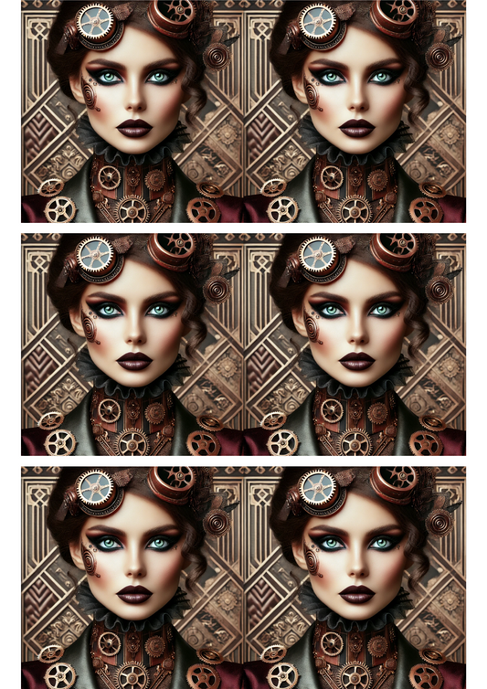 Rice Paper For Decoupage Steampunk Woman Collage Cat. No. 3159