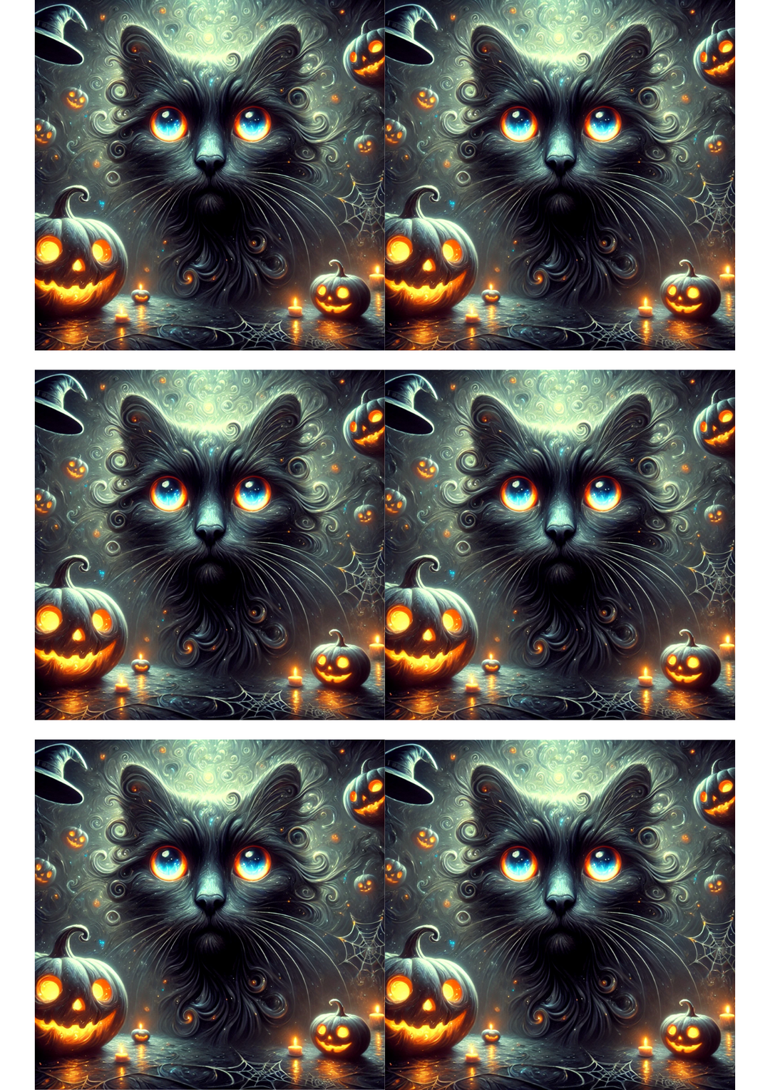 Rice Paper For Decoupage Cat Surreal Halloween Collagel Cat. No. 2907