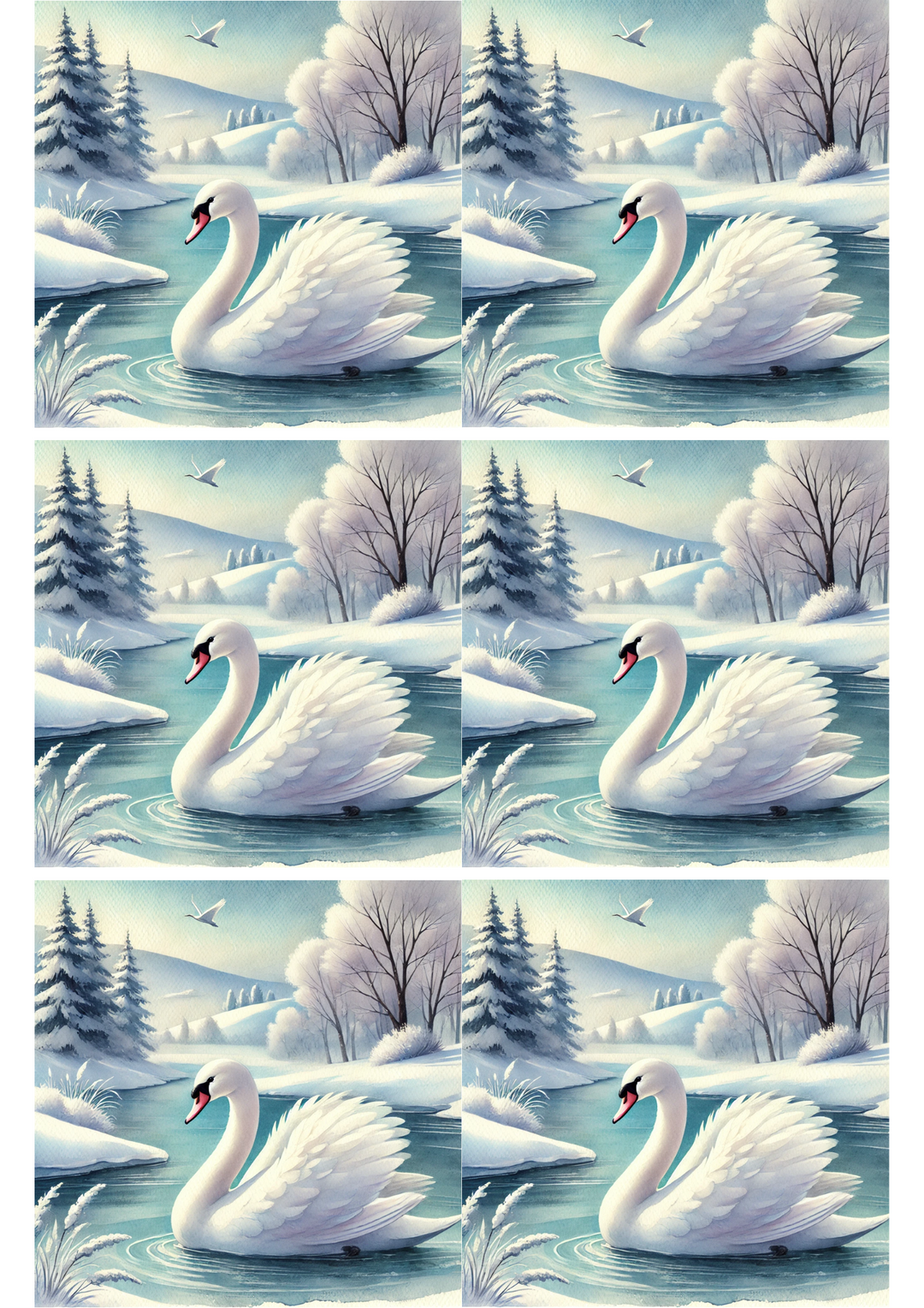 Reispapier für Decoupage Schwan auf dem See Collage Kat. Nr. 2501