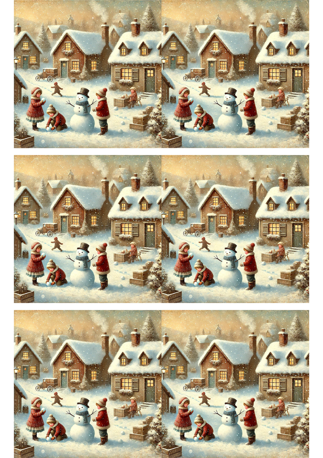 Reispapier für Decoupage Kinder machen Schneemann zu Weihnachten Collage Kat. Nr. 2917