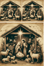 Rice Paper For Decoupage Holy Family In The Stable Of Bethlehem Vintage Collage Cat No. 845