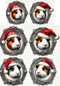 Rice Paper For Decoupage Guinea Pig In Christmas Hat In Ovals Full Cat. No. 3164