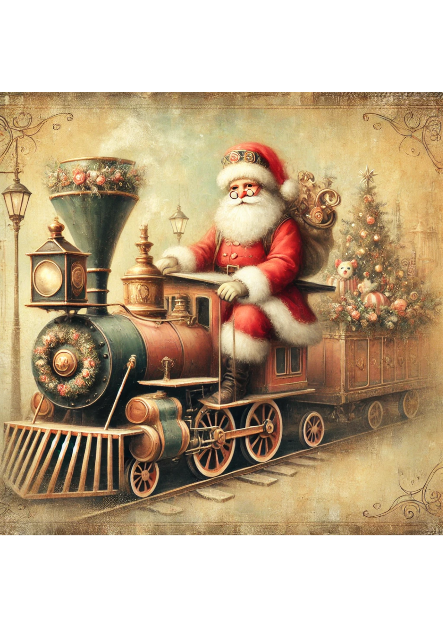 Rice Paper For Decoupage Santa Claus the Train Driver Full Cat. No. 2922