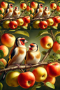 Rice Paper For Decoupage Goldfinches On Apple Tree 1 Cat. No. 432