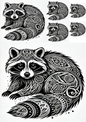 Rice Paper for Decoupage Raccoon In Gothic Style Collage Cat. No. 1473