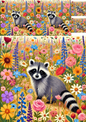 Rice Paper for Decoupage Raccoon In The Meadow Collage Cat. No. 1475