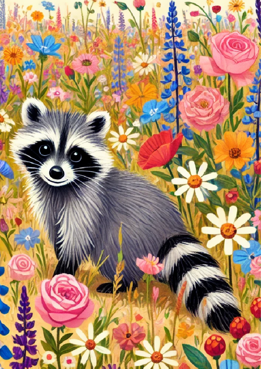 Rice Paper for Decoupage Raccoon In The Meadow Full Cat. No. 1476