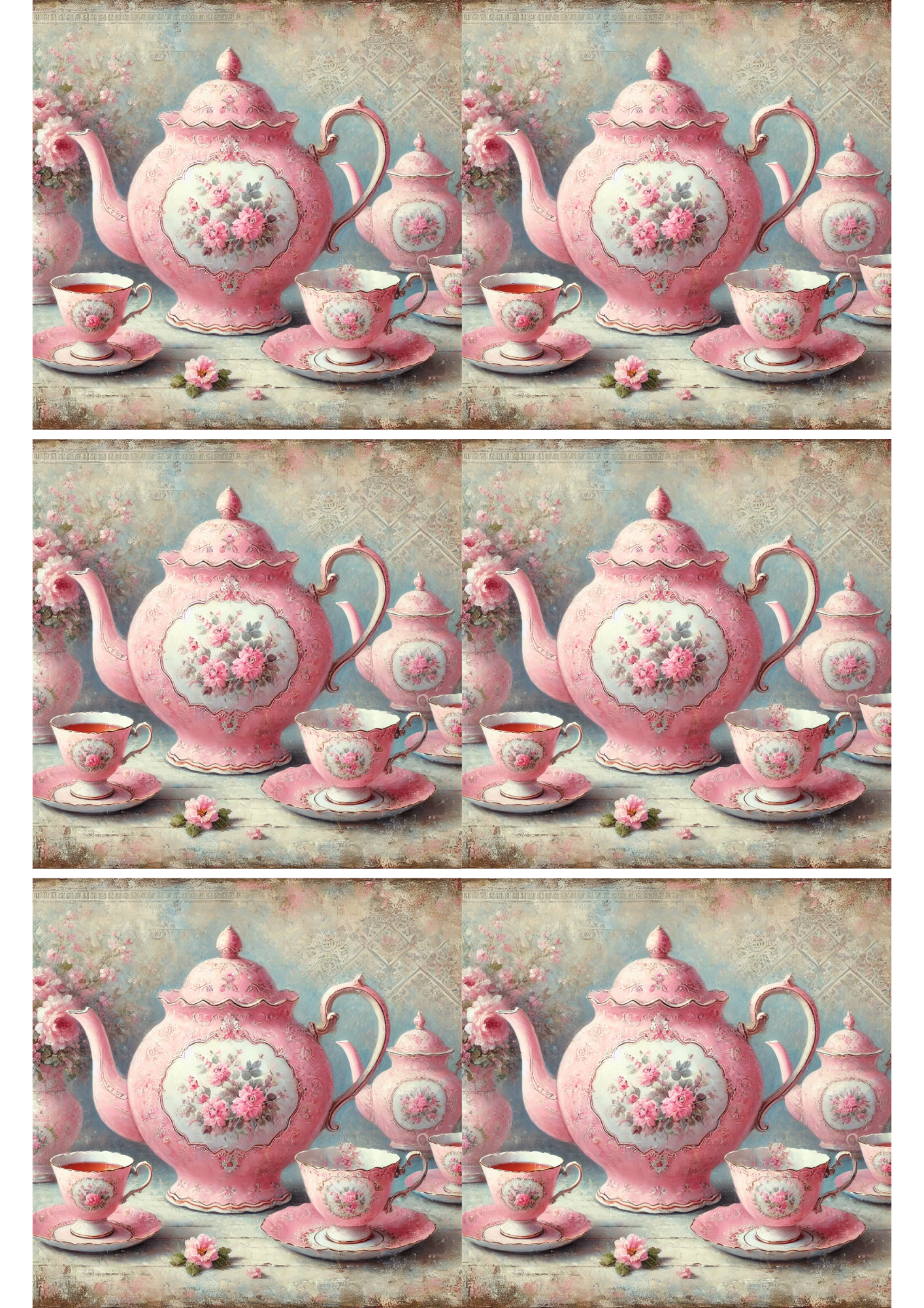 Rice Paper For Decoupage Teapot Collage Cat. No. 2531