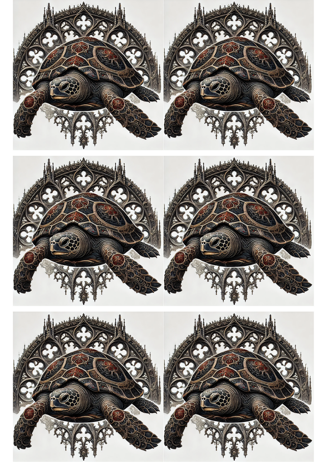 Reispapier für Decoupage-Schildkröte im gotischen Stil Collage Kat. Nr. 2549