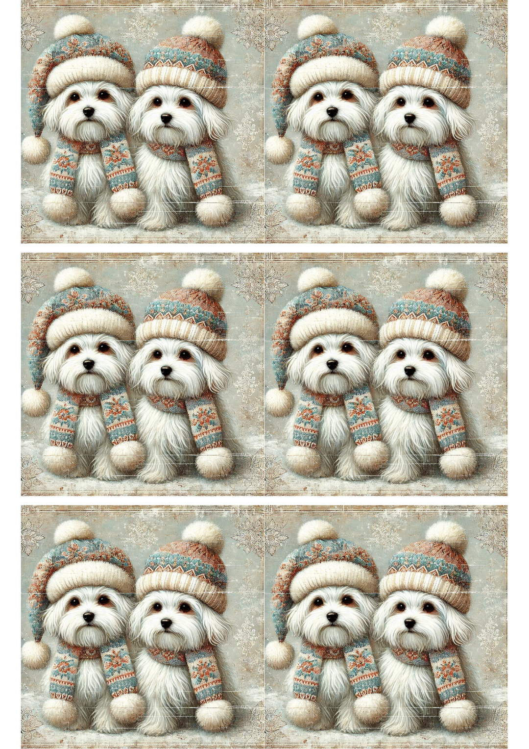 Rice Paper For Decoupage Two Maltese Shabby Chic Collage Cat. No. 2555