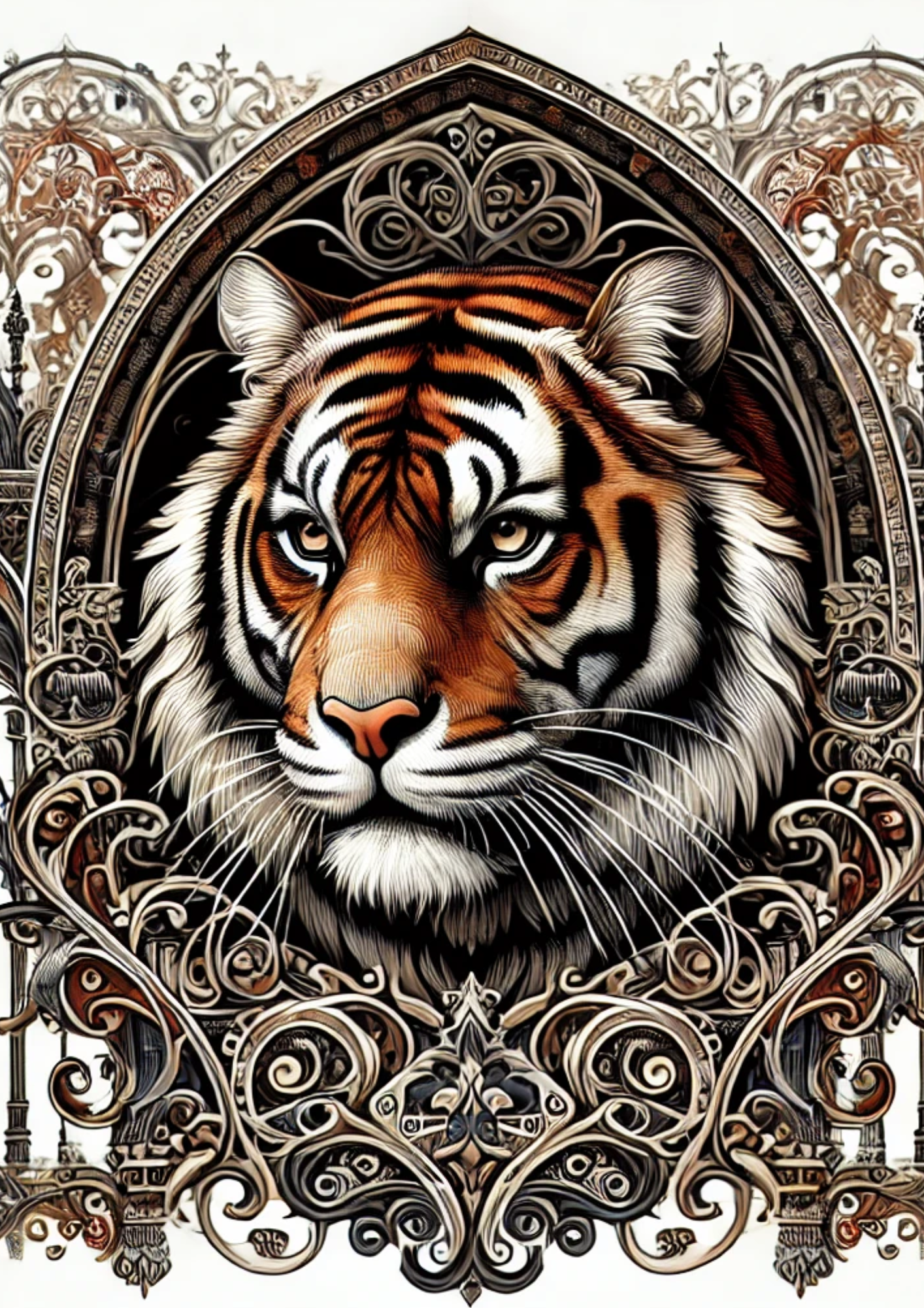 Rice Paper For Decoupage Bengal Tiger Gothic Style Full Cat. No. 2552