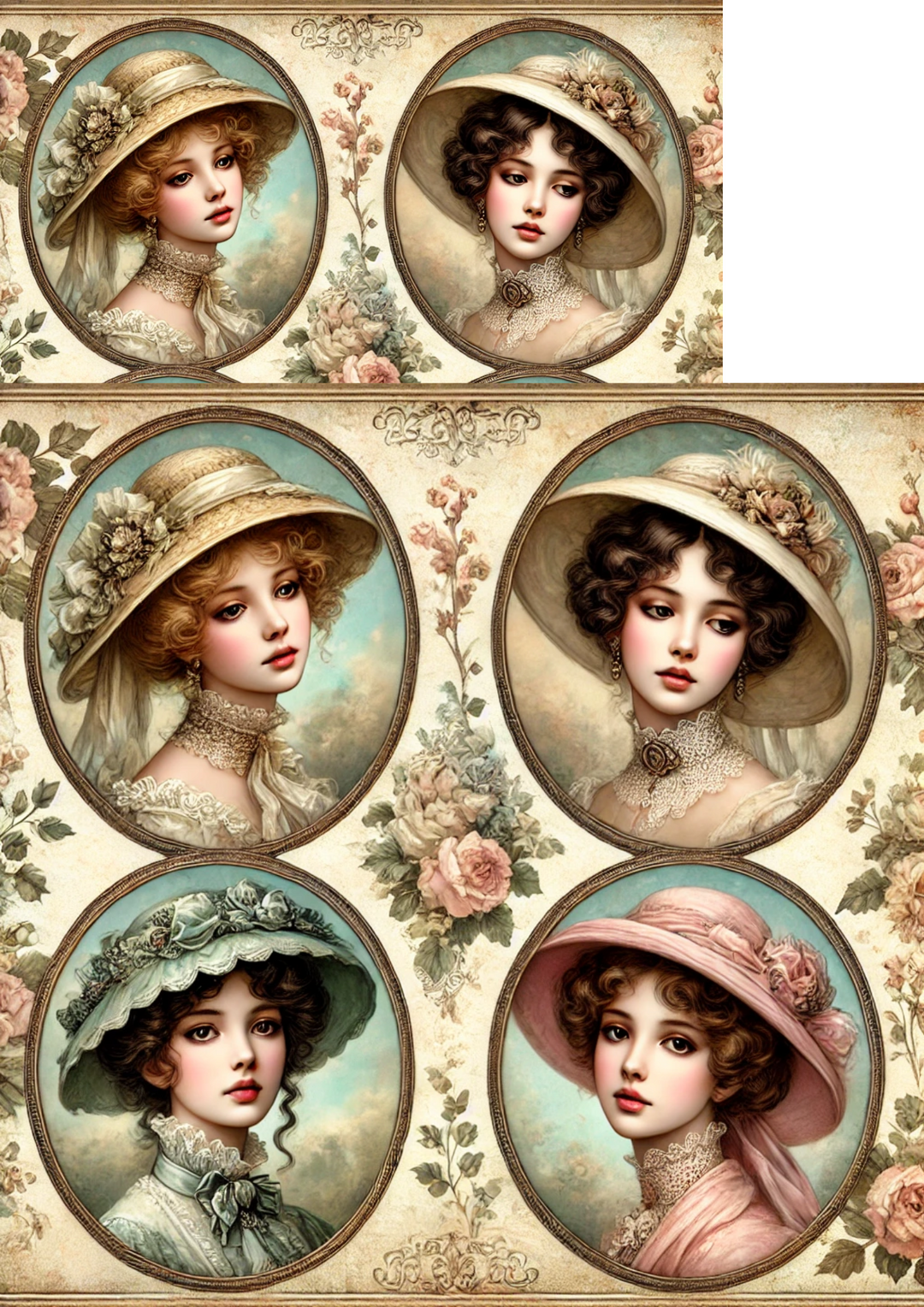 Rice Paper For Decoupage Victorian Woman In Ovals Full Cat. No. 3172