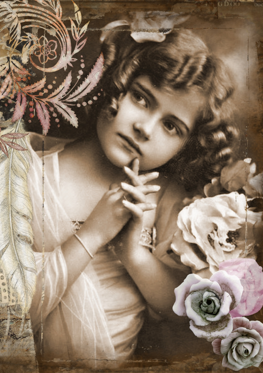 Rice Paper For Decoupage Vintage Girl Full Cat. No. 2638