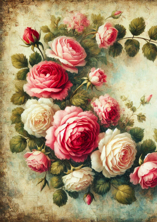 Papel de arroz para decoupage Guirnalda de rosas vintage N.º de catálogo completo 2640