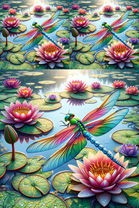 Rice Paper For Decoupage Dragonfly Above Water Lily Cat No. 473