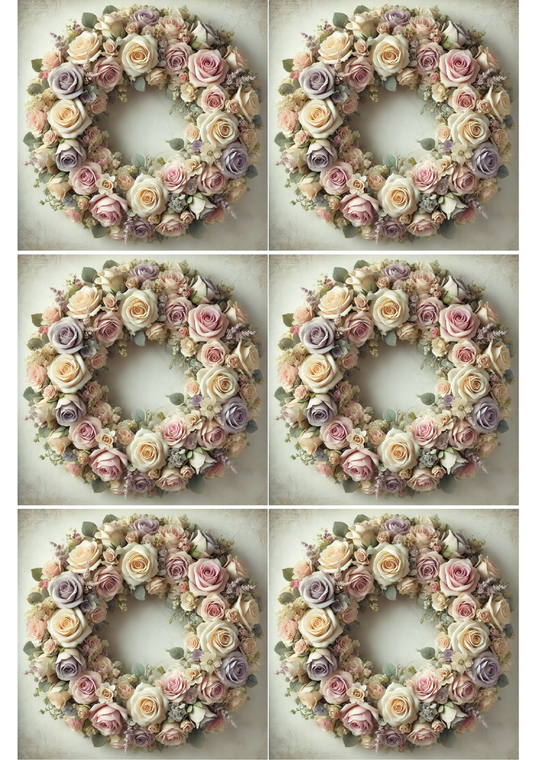 Rice Paper For Decoupage Rose Wreath Shabby Chic Collage Cat. No. 2433