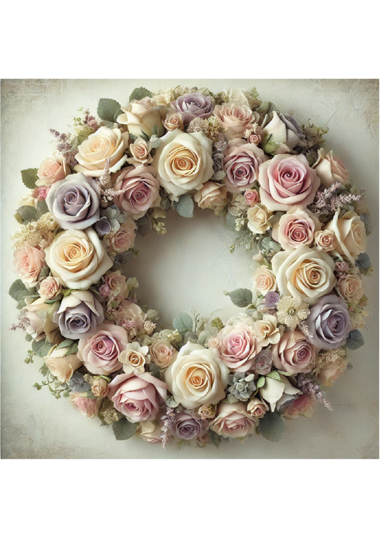 Rice Paper For Decoupage Rose Wreath Shabby Chic Full Cat. No. 2434