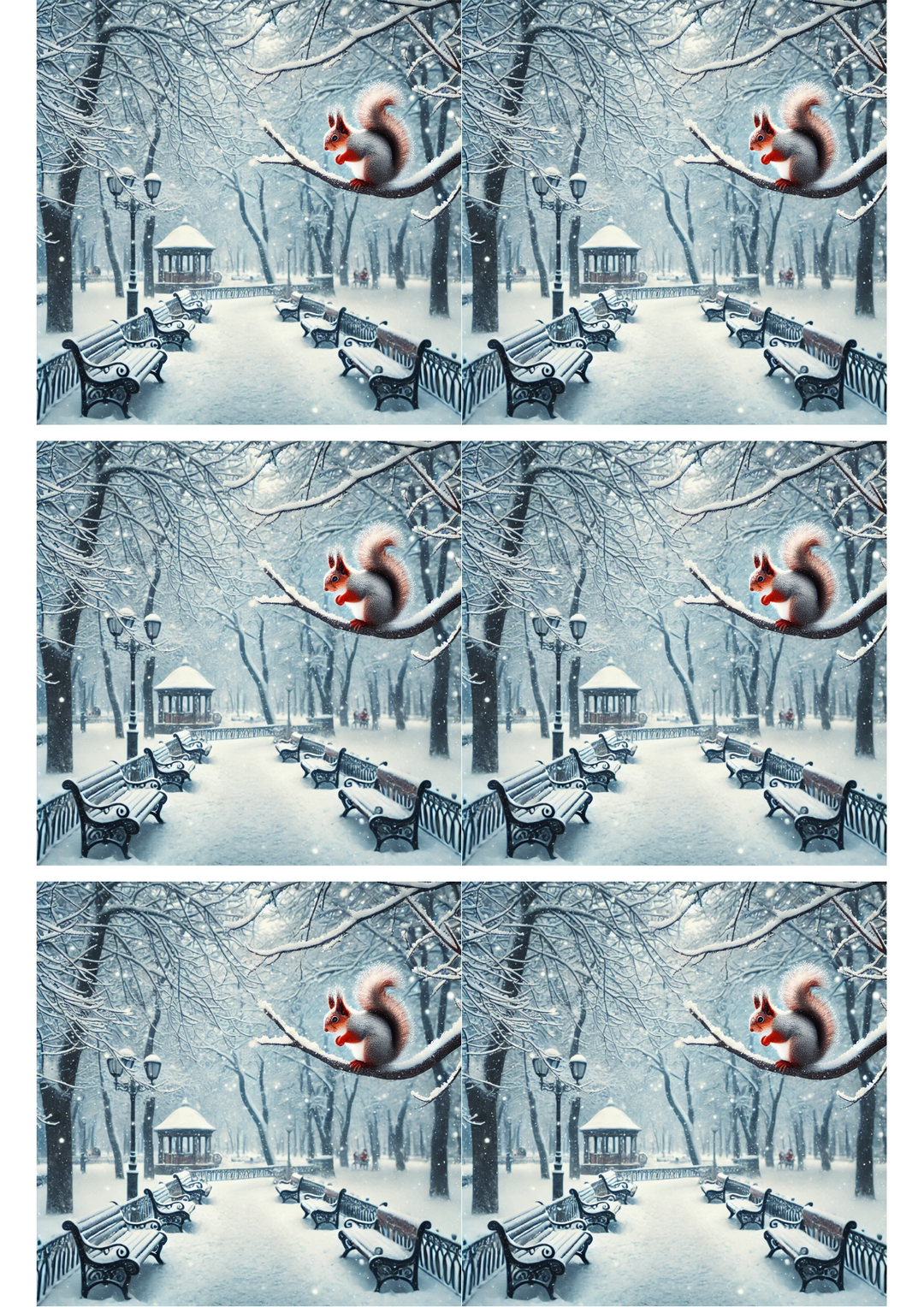Reispapier für Decoupage Eichhörnchen im Park im Winter Collage Kat. Nr. 2651