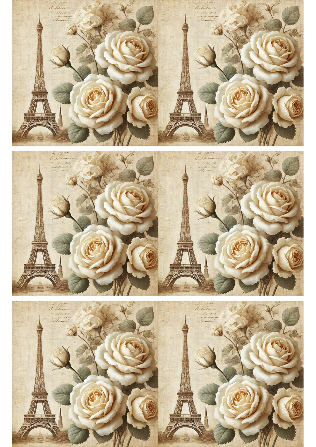 Reispapier für Decoupage Eiffelturm und Rosen Vintage Collage Kat. Nr. 2653