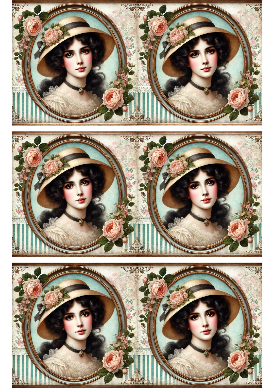 Reispapier für Decoupage, viktorianische Frau in ovaler Collage, Kat. Nr. 3179