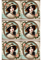 Rice Paper For Decoupage Victorian Woman In Oval Collage Cat. No. 3179
