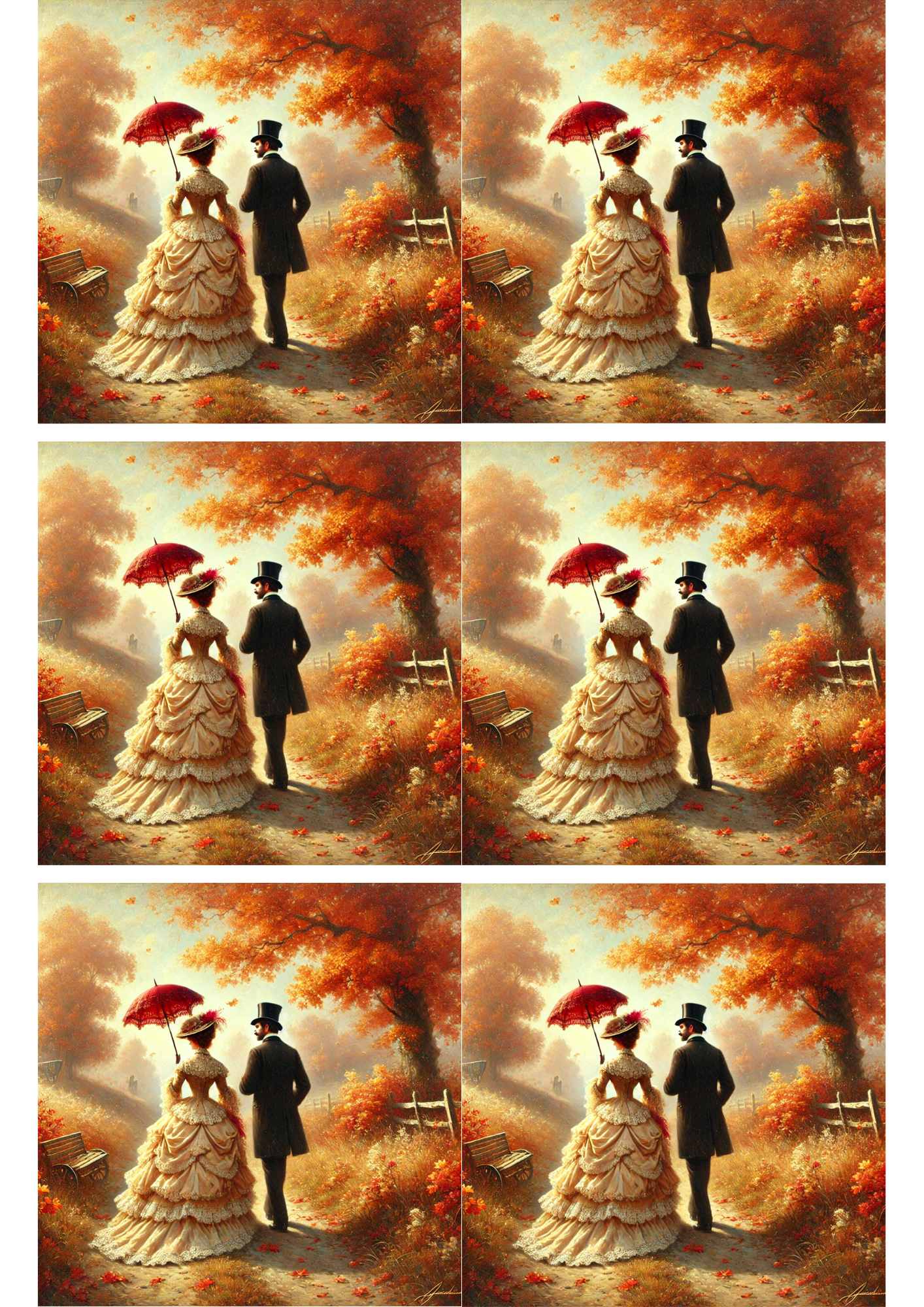 Rice Paper For Decoupage Victorian Couple Collage Cat. No. 3181