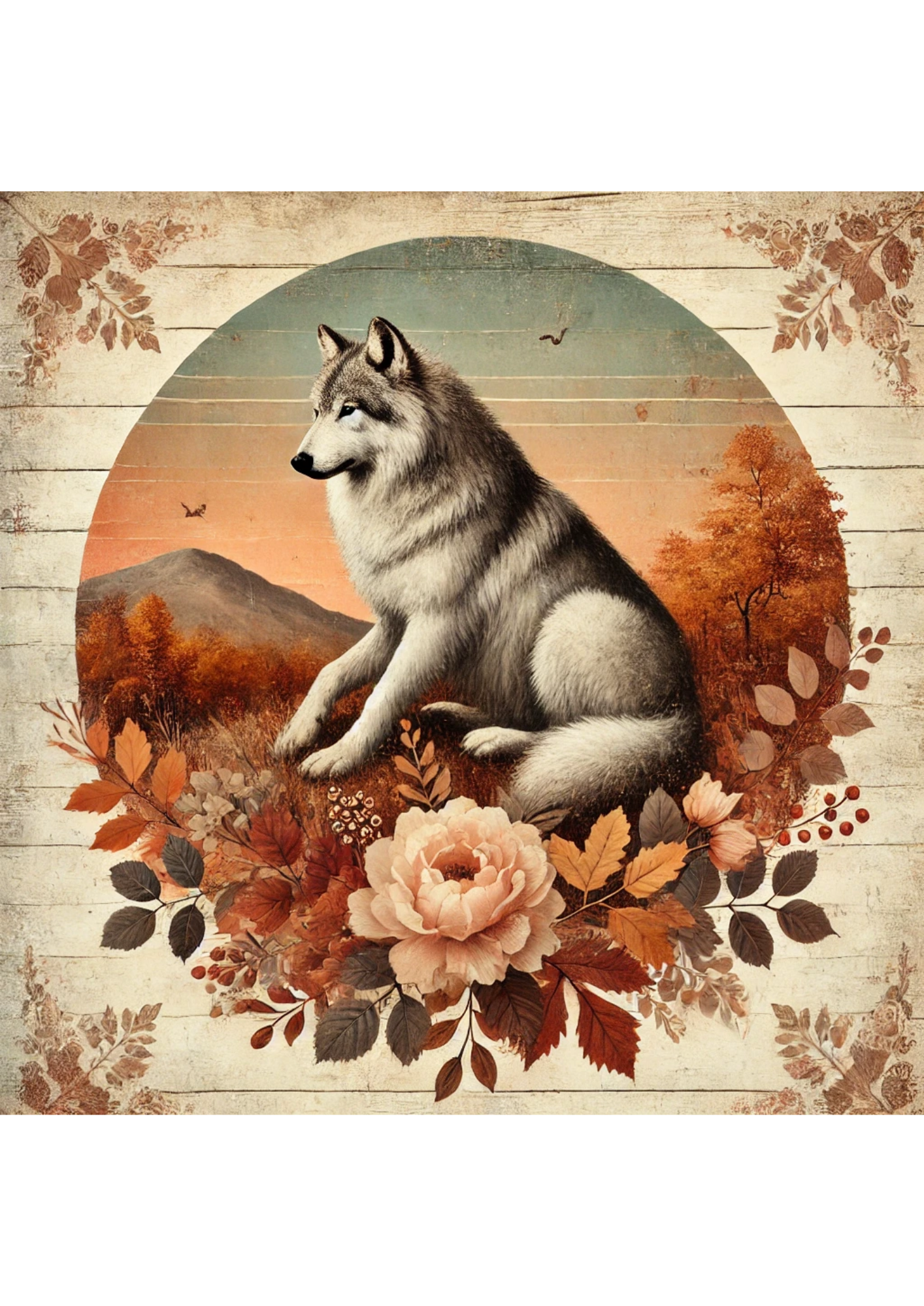 Rice Paper For Decoupage Wolf in Autumn 3 Full Cat. No. 2664