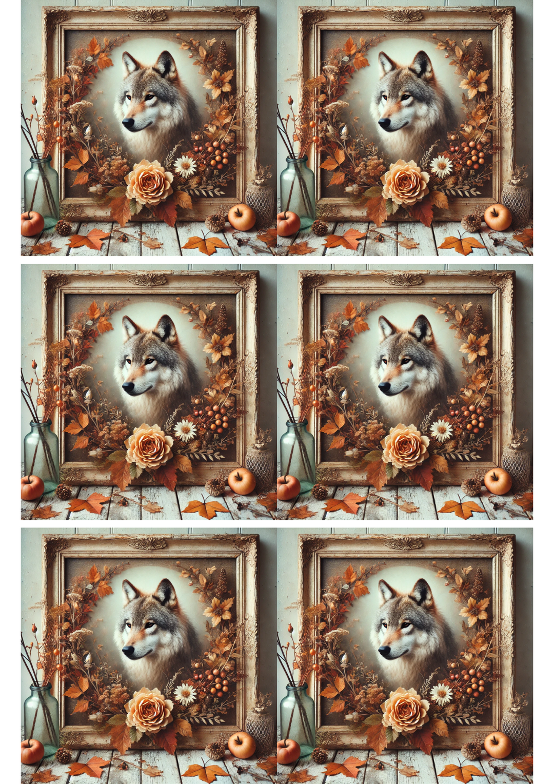 Reispapier für Decoupage Wolf im Herbst Collage Kat. Nr. 2661
