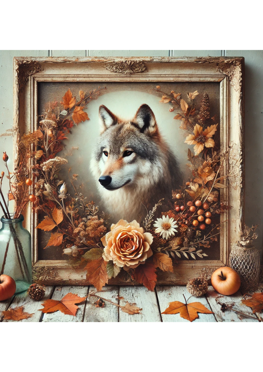 Rice Paper For Decoupage Wolf in Autumn Full Cat. No. 2662