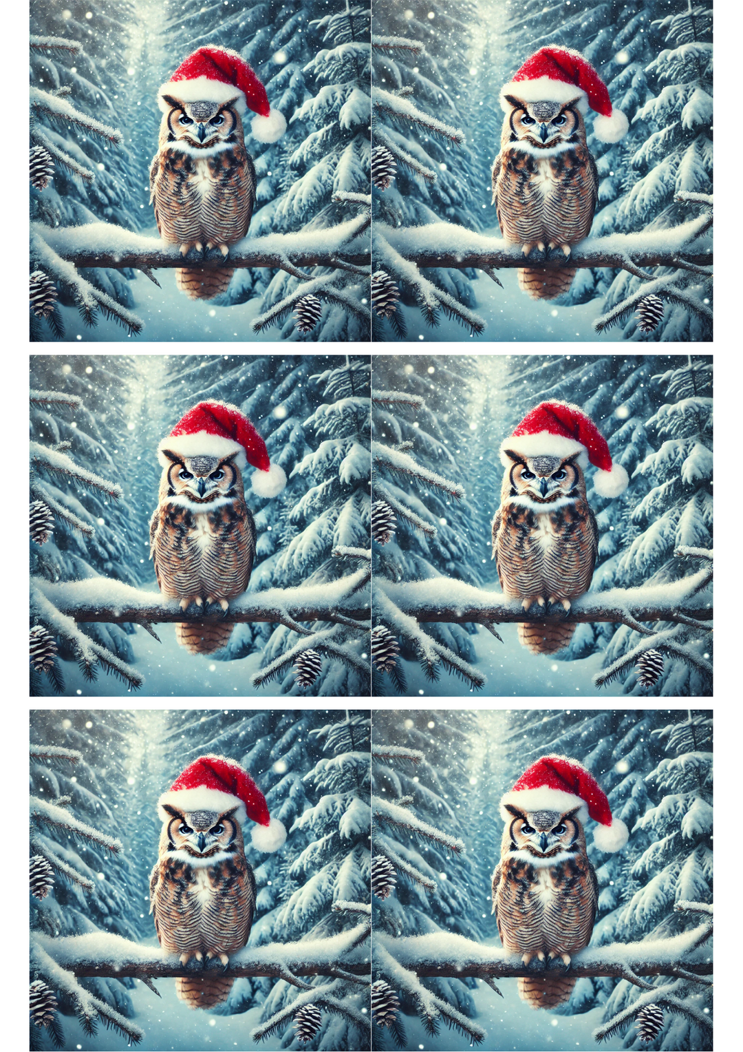 Reispapier für Decoupage Eule im Winter mit Hut 2 Collage Kat. Nr. 2673