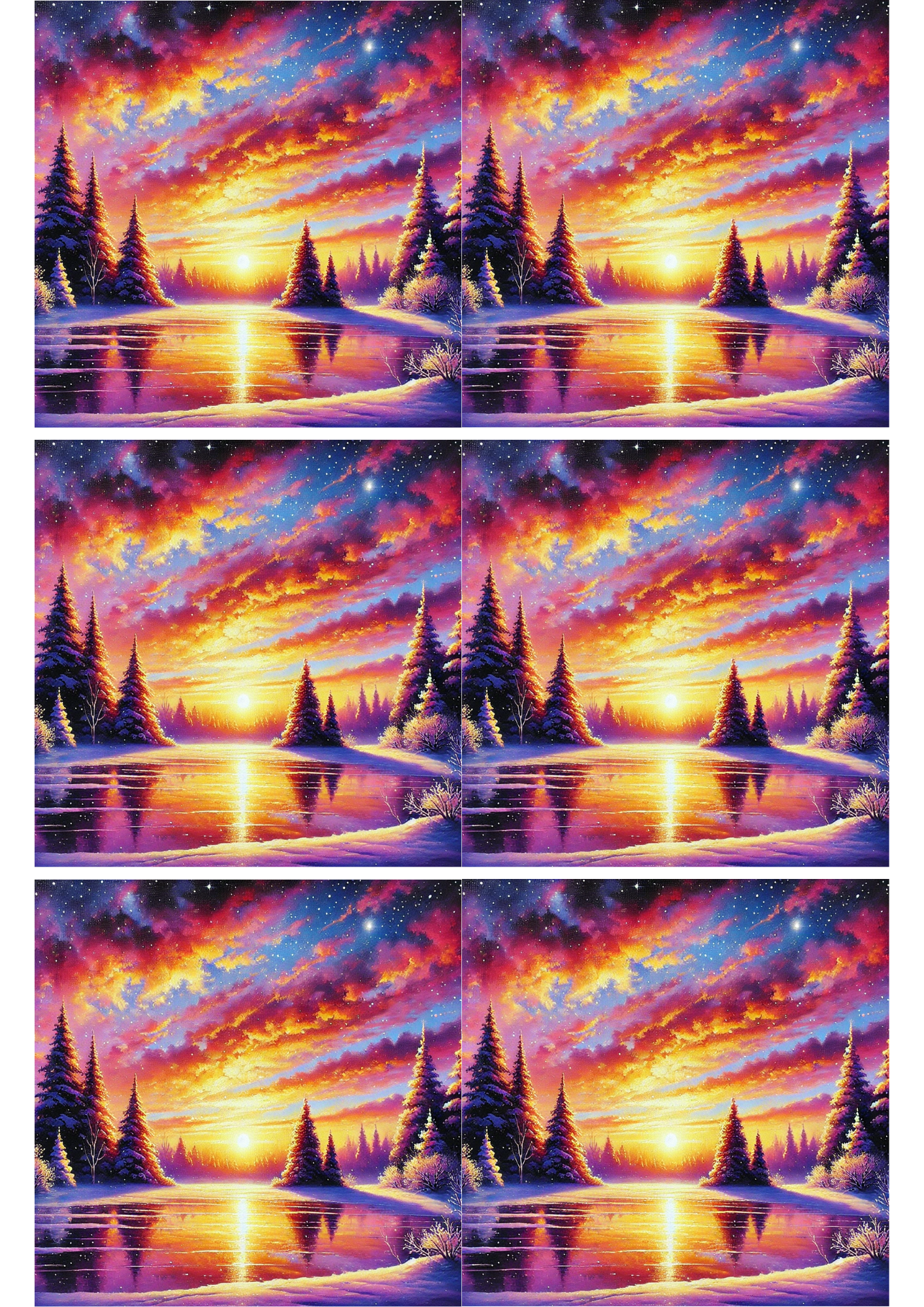 Collage de puesta de sol de invierno con papel de arroz para decoupage Cat. No. 2679