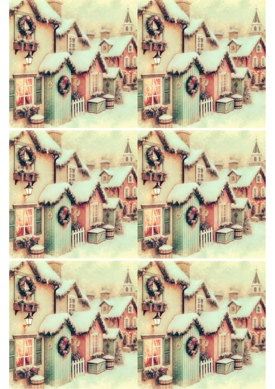 Rice Paper For Decoupage Winter Village 2 Collage Cat. No. 2781