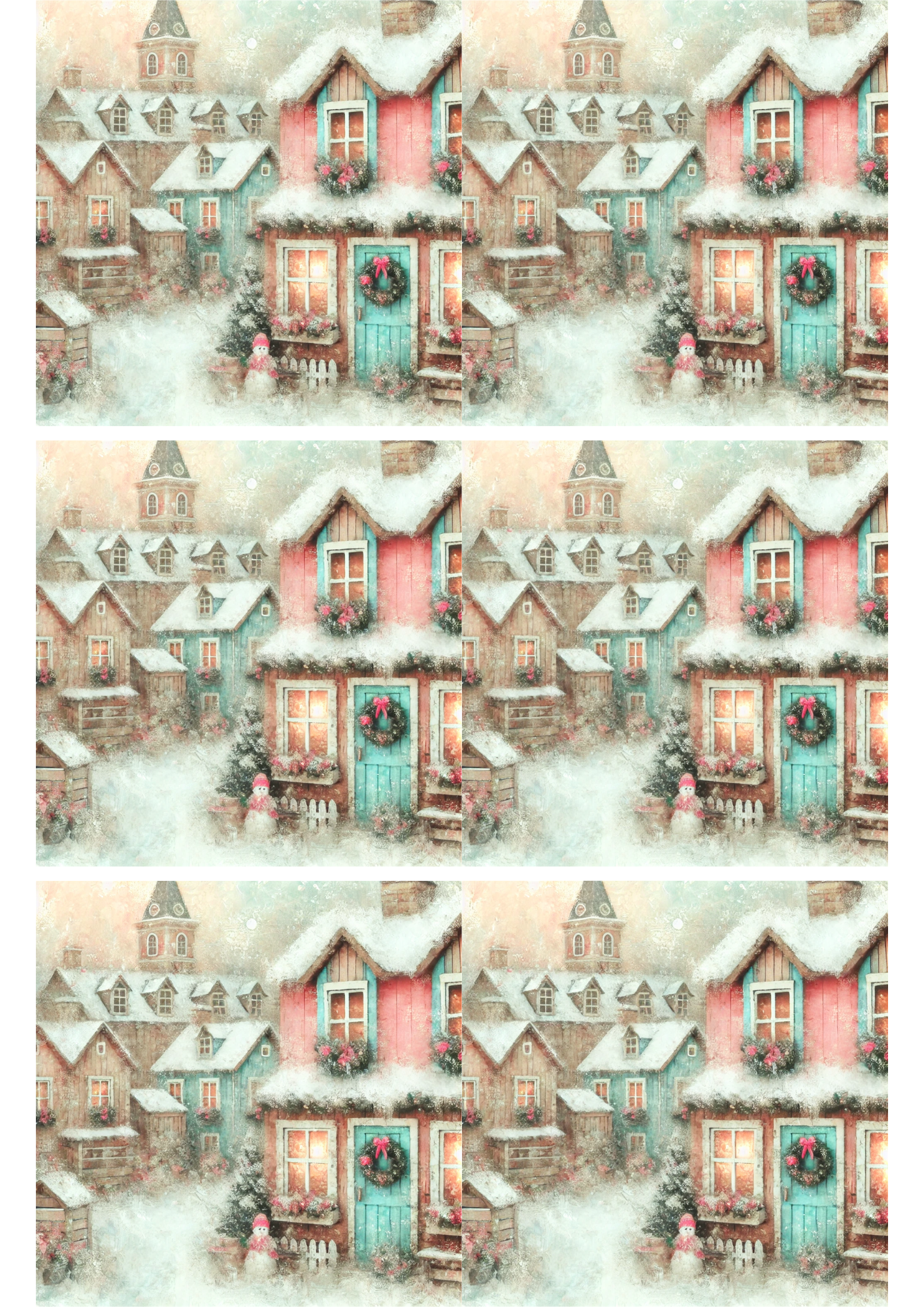 Rice Paper For Decoupage Winter Village 3 Collage Cat. No. 2783