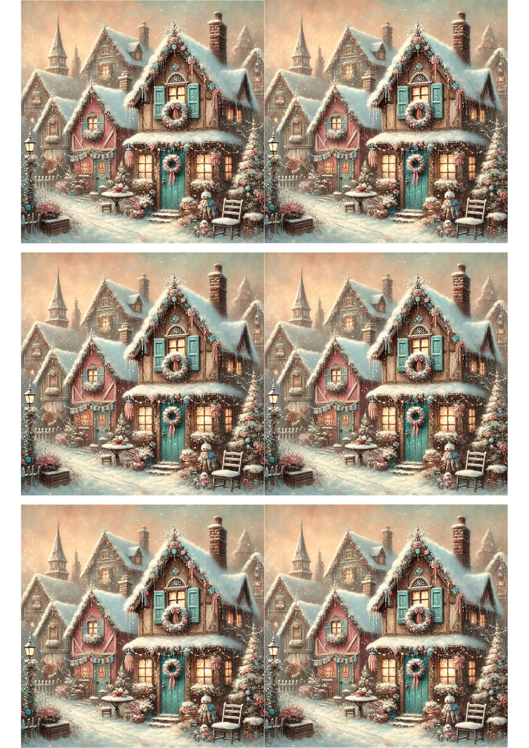 Reispapier für Decoupage Winterdorf-Collage Kat. Nr. 2779
