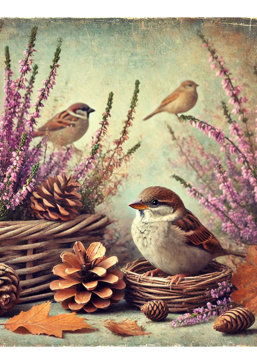 Reispapier für Decoupage Spatz im Herbst Voll Kat. Nr. 2786