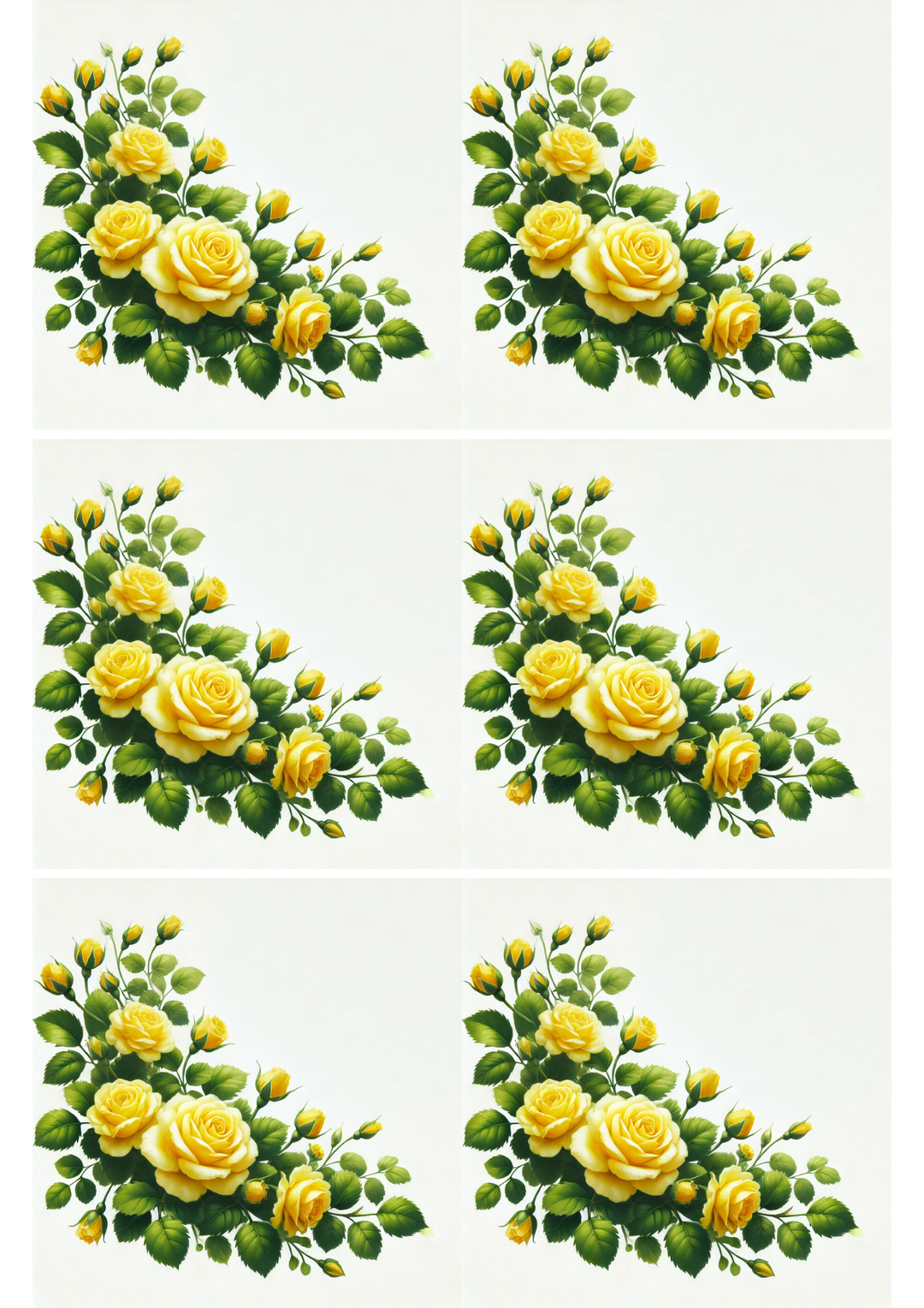 Rice Paper For Decoupage Yellow Roses Garland Collage Cat. No. 2709