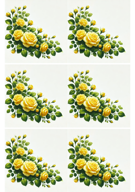 Rice Paper For Decoupage Yellow Roses Garland Collage Cat. No. 2709