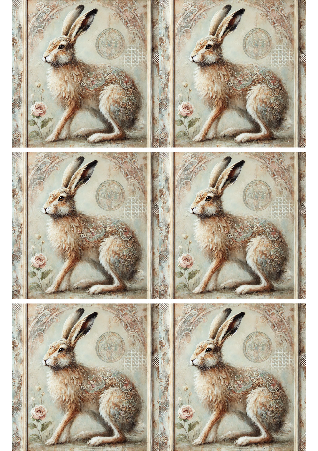 Rice Paper For Decoupage Hare Shabby Chic Collage Cat. No. 2721