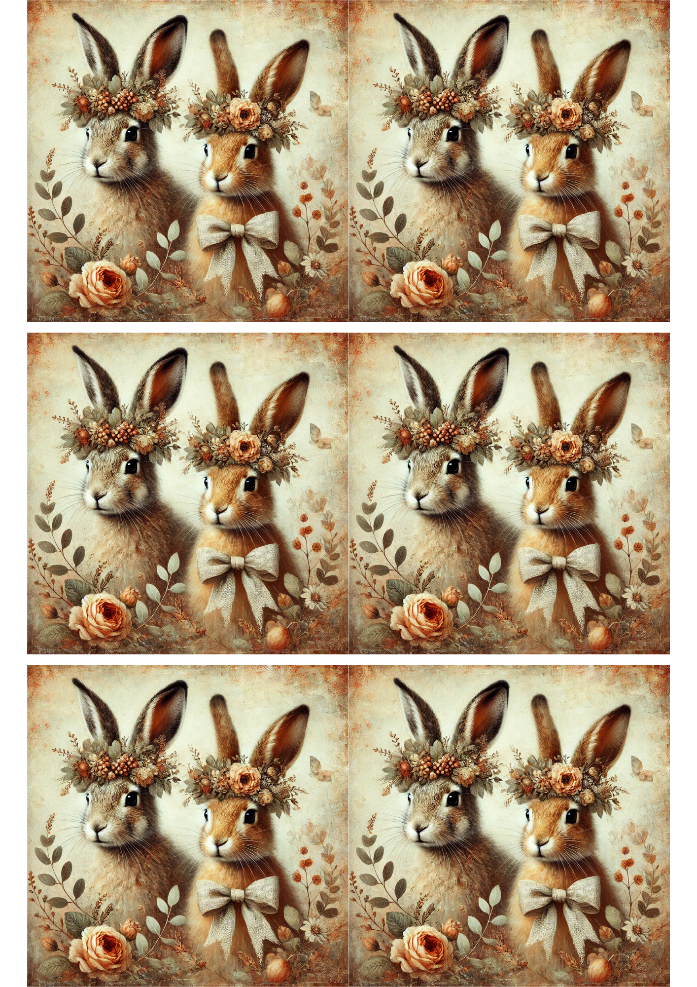 Rice Paper For Decoupage Hares in Autumn Collage Cat. No. 2723