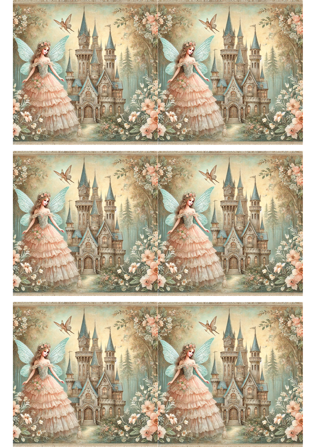 Reispapier für Decoupage Schloss und Prinzessin Shabby Chic Collage Kat. Nr. 2929