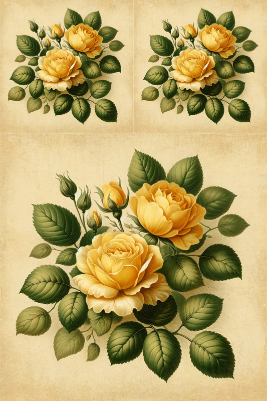 Rice Paper for Decoupage Yellow Roses Vinatge Cat. No. 20