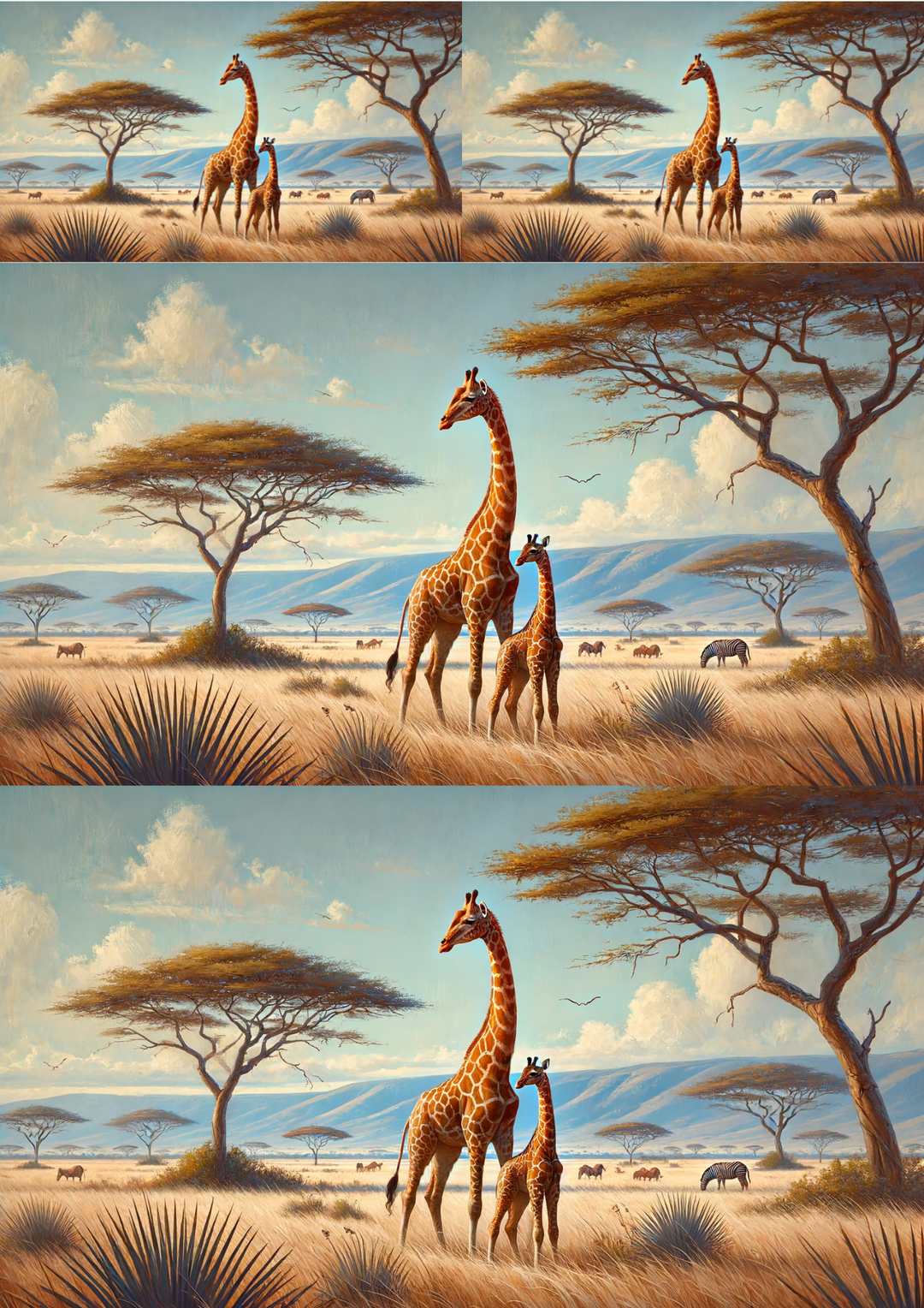 Reispapier für Decoupage-Collage „Giraffe mit Giraffenbabys“ Kat. Nr. 1417